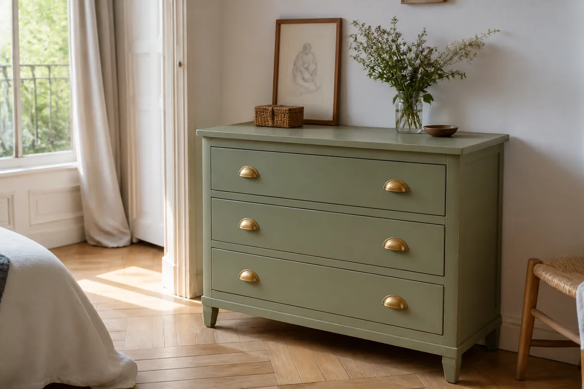 Customiser une commode chinée : peinture et poignées
