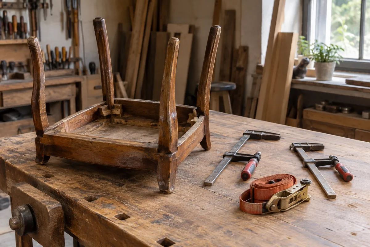 Réparer une chaise en bois chinée sans rayer le parquet